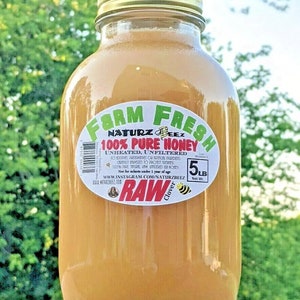 Raw Honey Clover 5LBS 100% PURE UNFILTERED HONEY In 5lb Glass