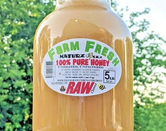 Raw Honey Clover 5LBS 100% PURE UNFILTERED HONEY In 5lb Glass