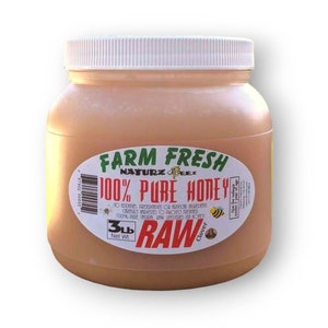Raw Honey Clover 3lb (FREE SHIPPING) 100% Pure Natural Raw Unfiltered Clover Honey