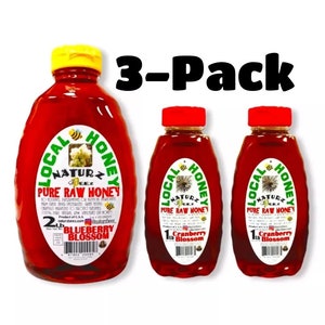 RAW Blueberry & Cranberry Blossom Honey Squeeze Bundle 2lb ea PURE UNFILTERED
