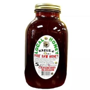 Raw Honey Cranberry Blossom 5lb 2.2 Kg 100% PURE RAW USA Unfiltered Glass 5LB