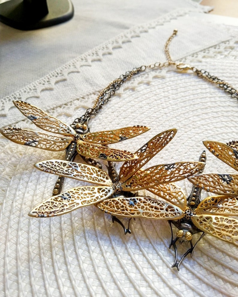 Dragonfly Necklace. Burning man jewelry. Necklace for Etsy