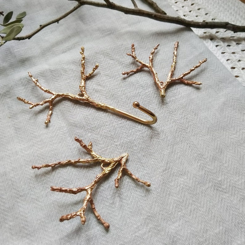 Rustic Key Hook. Brass Twig Hook on the Wall. Brass Wall Hook. Etsy