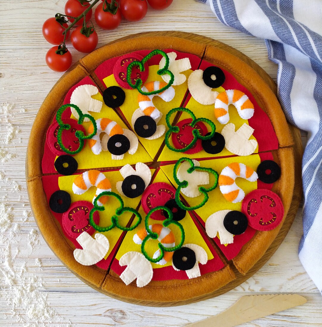 Toy Felt Pizza for Kitchen Games Etsy