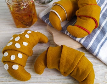 Felt Food Croissants: Pretend Play Kitchen Toys