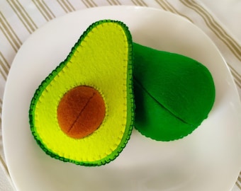 Soft felt avocado toy for pretend play kitchen and kids food play set