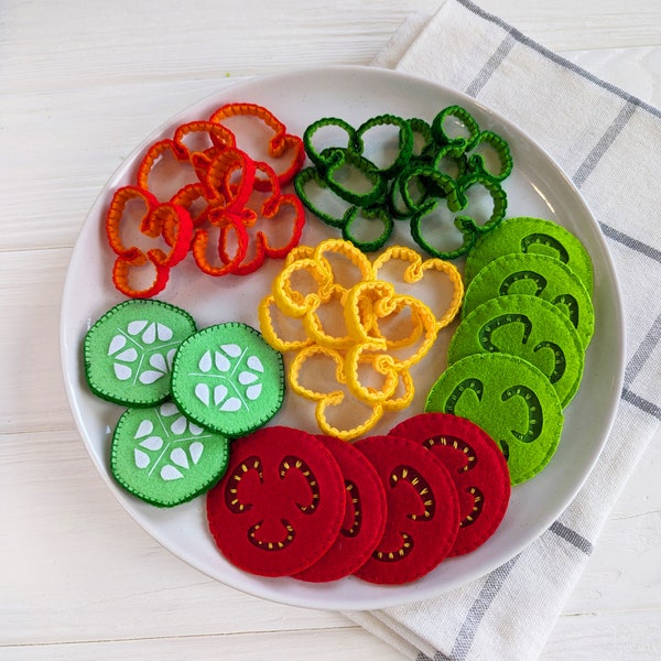 Felt vegetable kit with soft veggies, wholesome pretend kitchen toy for little ones