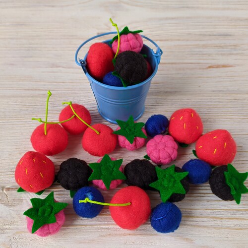 Felt Food Berries Set Felt Blueberry Felt Raspberry Felt - Etsy