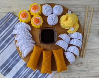 Felt food toys Dim Sum Gyoza Siu Mai Xiaolongbao Spring roll Christmas gifts for kids