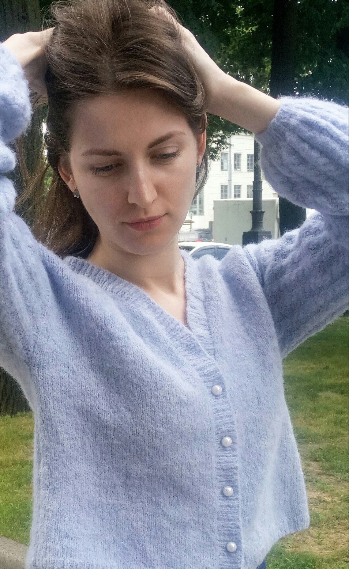 lilac mohair cardigan