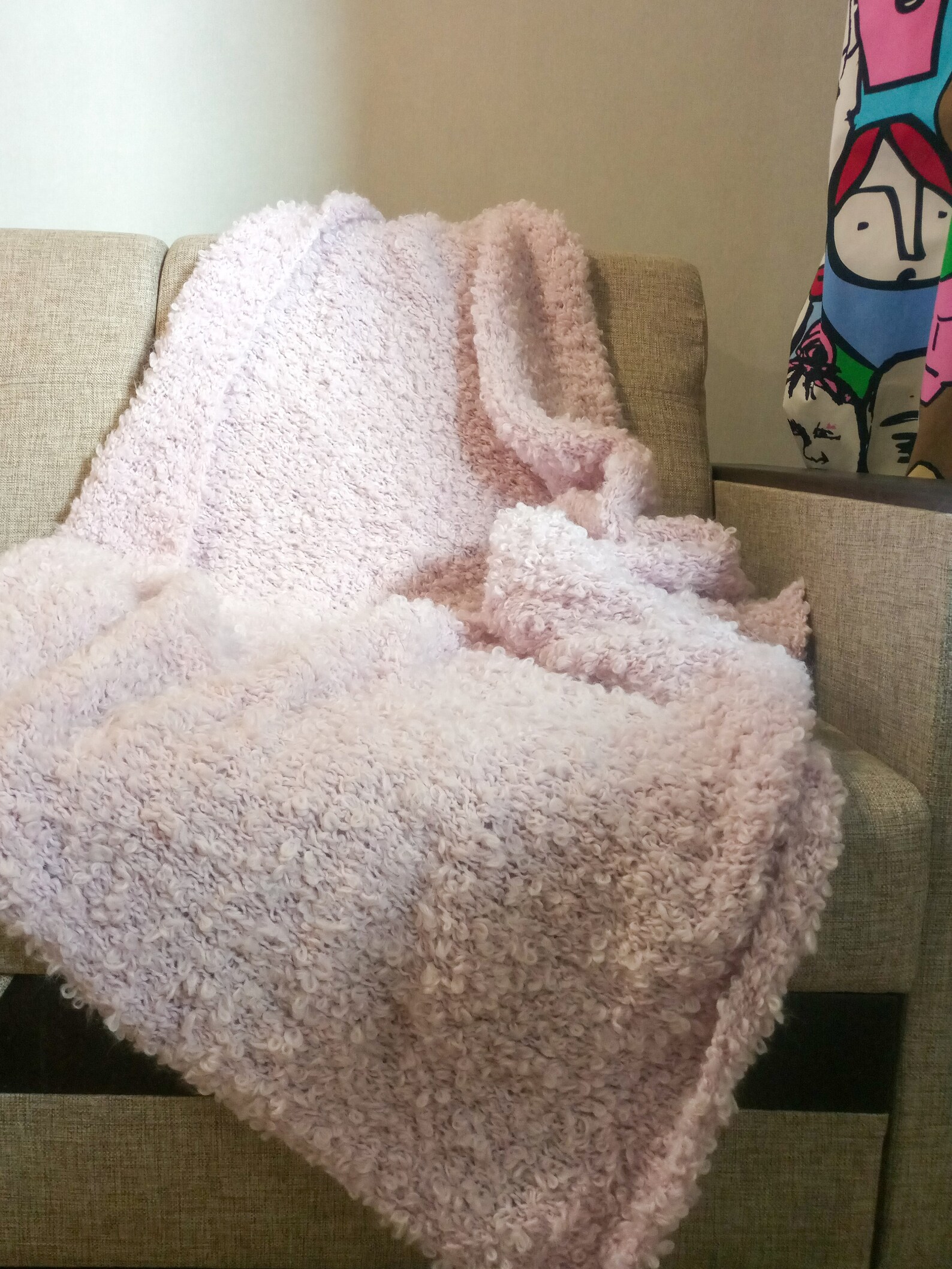 Soft Boucle Yarn Warm Large Cozy Hand Knit Alpaca Wool Blanket Etsy