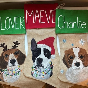 Hand painted pet stocking, custom pet stocking, pet stocking, Christmas stocking,dog Christmas stocking