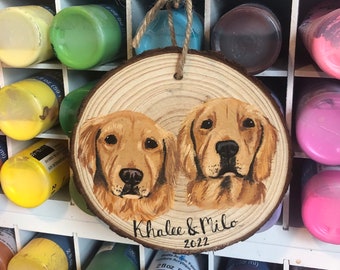 Custom Pet Family Portrait Ornament, hand painted pet ornament, personalized pet memorial, pet lovers gift