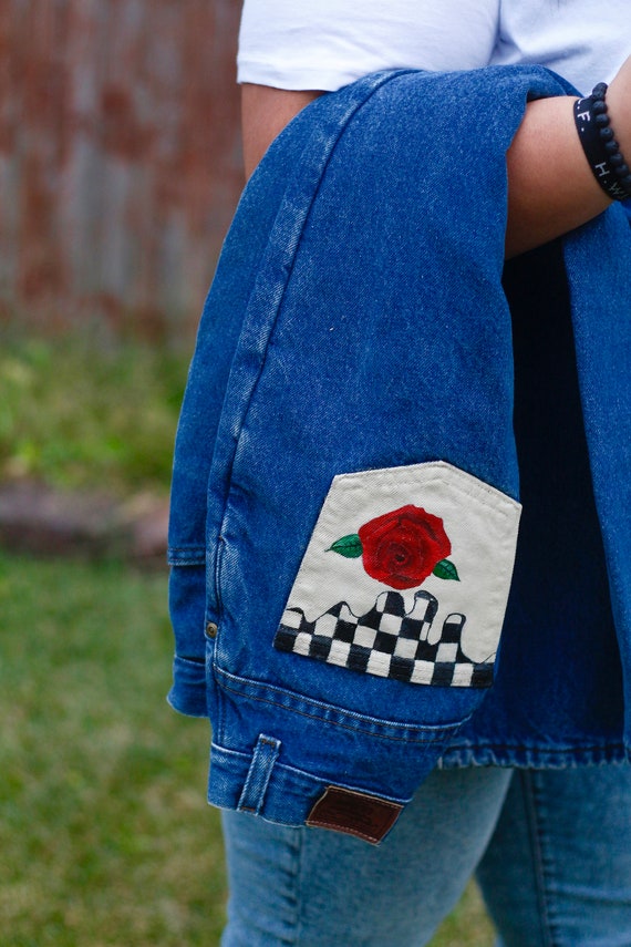 【COLOR iN ID】hand painting jeans Hand Painted Jean Checkerboard Drip Ll.bean Jeans - Etsy
