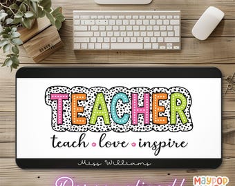 Cute Desk Mat for Teachers, Extra Large Deskmat Teacher Gift, Teacher Mouse Pad for Back to School, Personalized Teacher Gift