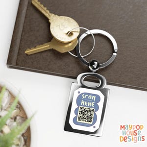 QR Code Keychain, Personalized Custom Keyring, Business Marketing Gift, Metal Keychain for Music,Payment Links, Social Media, or Websites