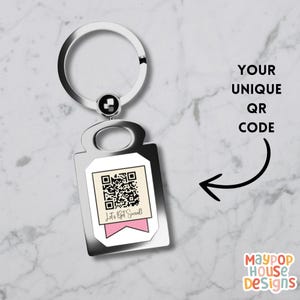 QR Code Keychain, Personalized Custom Keyring, Business Marketing Gift, Metal Keychain for Music,Payment Links, Social Media, or Websites