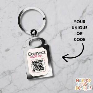QR Code Keychain, Personalized Custom Keyring, Business Marketing Gift, Metal Keychain for Music,Payment Links, Social Media, or Websites