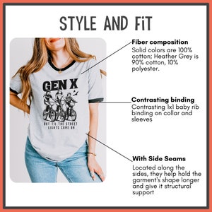 next level ribbed shirt for gen x woman that has three 70s or 80s era kids on bikes and text says gen x out til the street lights come on