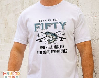 50th Birthday Shirt Gift for Dad, 50th Birthday Keepin it Reel TShirt, Fishing 50th Birthday Shirt for Men, Turning 50 Fisherman Gift 1975