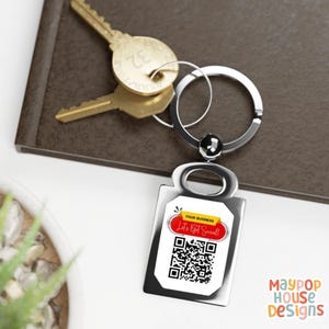 QR Code Keychain, Personalized Custom Keyring, Business Marketing Gift, Metal Keychain for Music,Payment Links, Social Media, or Websites