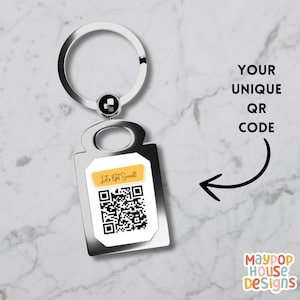 QR Code Keychain, Personalized Custom Keyring, Business Marketing Gift, Metal Keychain for Music,Payment Links, Social Media, or Websites
