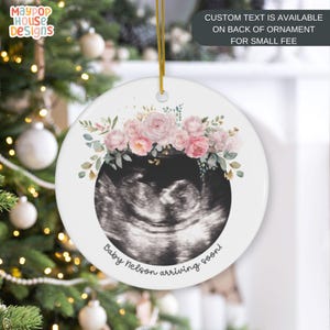 Baby Ultrasound Ornament, Custom Pregnancy Announcement Ornament, New Baby Ultrasound Ornament, Gift for Grandparent, Babys First Christmas