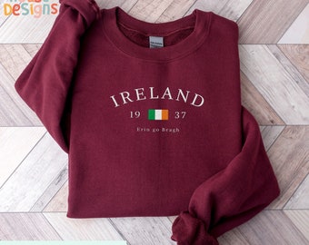 Ireland Embroidered Sweatshirt, Shamrock Sweatshirt, Ireland Sweatshirt, Irish Crewneck, St Patricks Day Sweatshirt, Lucky Sweatshirt