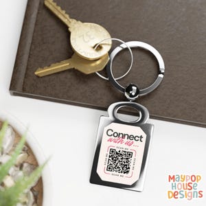 QR Code Keychain, Personalized Custom Keyring, Business Marketing Gift, Metal Keychain for Music,Payment Links, Social Media, or Websites