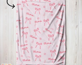Pink Bow Coquette Blanket, Y2K Bow Throw Blanket, 90s Coquette Pink Bows, Girly Girl Era, Soft Girl Era, Christmas Gift for Teen Tween