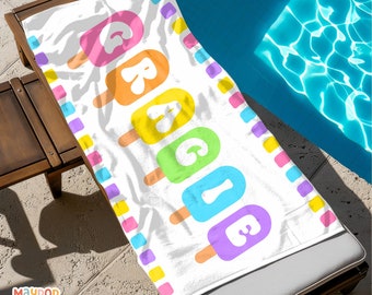 Personalized Beach Towel Gift for Tween, Kids Name Beach Towel, Kids Summer Beach Towel, Customized Pool Towel Birthday Gift for Tween Girl