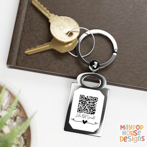 QR Code Keychain, Personalized Custom Keyring, Business Marketing Gift, Metal Keychain for Music,Payment Links, Social Media, or Websites