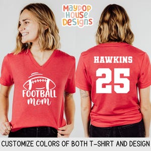 V-Neck Football Mom Shirt, VNeck Fall Football Mama TShirt, Personalized Senior Football Mom Shirt, V Neck Football Mom Shirt