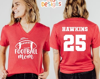 V-Neck Football Mom Shirt, VNeck Fall Football Mama TShirt, Personalized Senior Football Mom Shirt, V Neck Football Mom Shirt