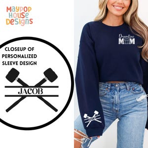 Personalized Drumline Mom Sleeve Print Sweatshirt, Gift for Marching Band Mom, Bass Drum Player Mom Gift, Marching Band Season Gift Ideas