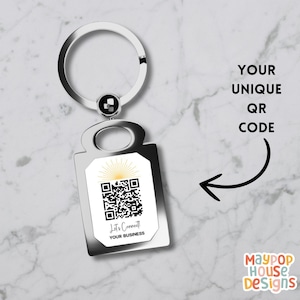 QR Code Keychain, Personalized Custom Keyring, Business Marketing Gift, Metal Keychain for Music,Payment Links, Social Media, or Websites