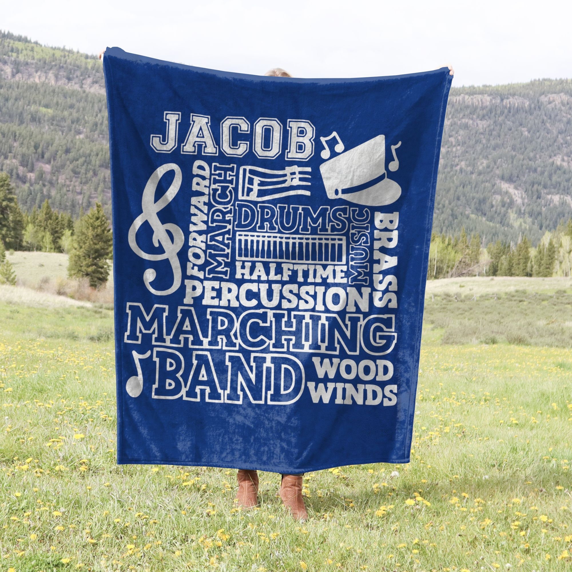 Personalized Marching Band Blanket, Band Mom Gift, High School Band Blanket, Stadium Blanket Gift for Band Director, Gift for Band Kid