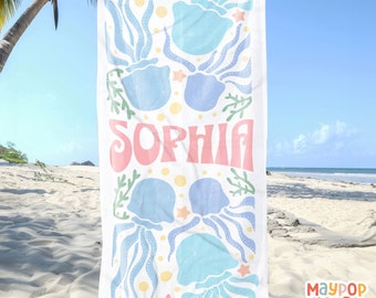 Personalized Beach Towel Gift for Tween, Kids Name Beach Towel, Kids Summer Beach Towel, Customized Pool Towel Birthday Gift for Teen Girl