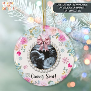 Baby Ultrasound Ornament, Custom Pregnancy Announcement Ornament, New Baby Ultrasound Ornament, Gift for Grandparent, Babys First Christmas