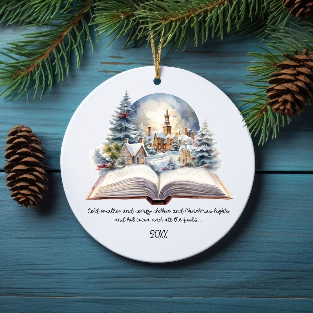 Personalized Book Christmas Ornament, Book Lovers Gift, Librarian