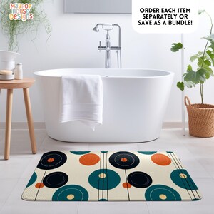 Retro Mid Century Modern Shower Curtain/bath Mat Bundle, Colorful ...