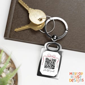QR Code Keychain, Personalized Custom Keyring, Business Marketing Gift, Metal Keychain for Music,Payment Links, Social Media, or Websites