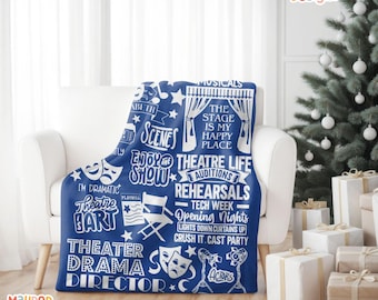 Personalized Theater Kid Blanket, Gift for Actor Actress, Musical Theater Gift Idea, Broadway Theatre Lover Gift, Drama Teacher Gift