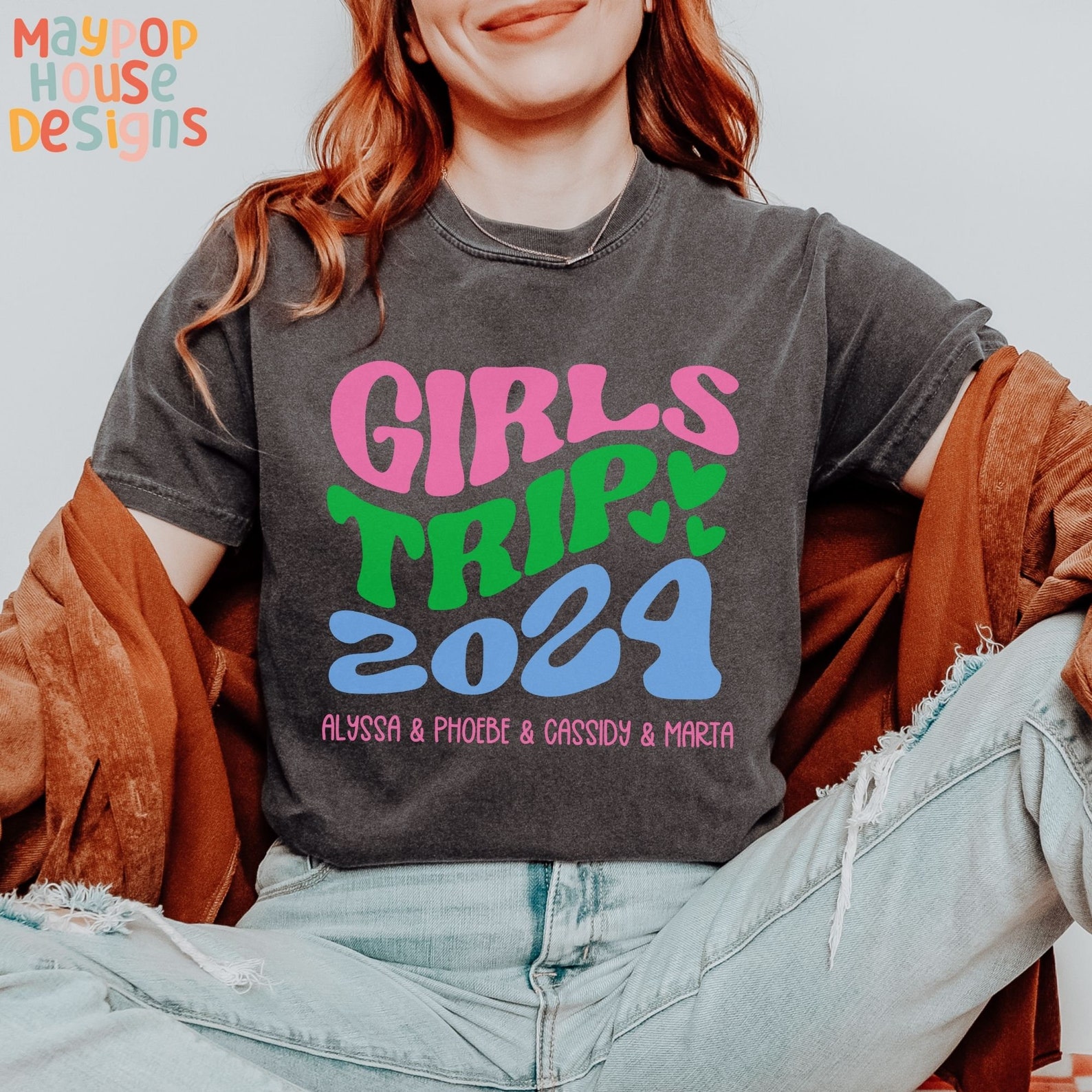 Girls Trip 2024 Custom Destination Shirt, Personalized Comfort Colors