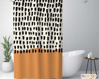 Retro Mid Century Modern Shower Curtain, Colorful Bathroom Decor, Atomic Era Bathroom Curtain, Minimalist Mid-Century Bath