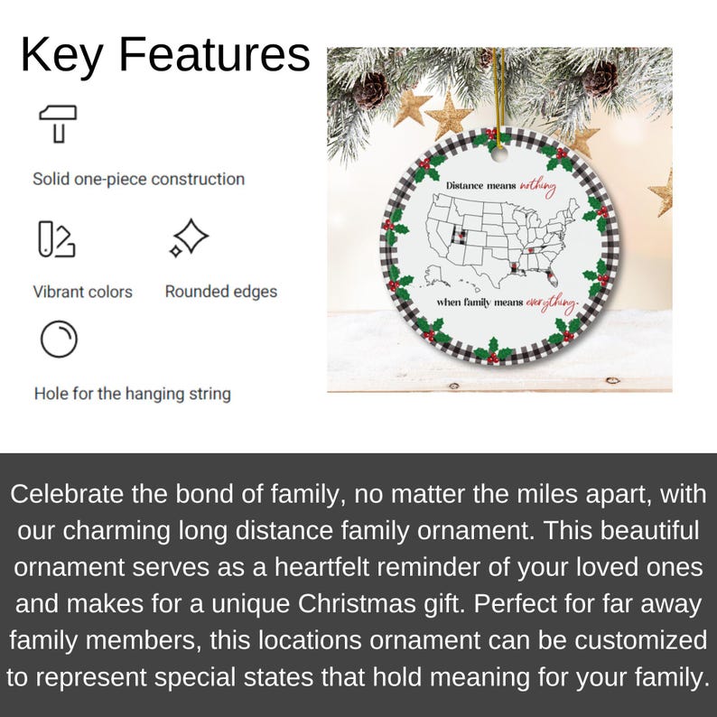 Personalized Long Distance Family Christmas Ornament Gift, Custom Miles