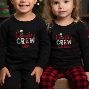 Personalized Long-Sleeve Christmas Shirt for Babies and Toddlers, Custom Matching Cousin Christmas Shirts, Christmas Cousin Shirts 2024