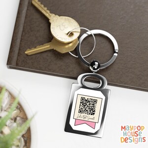 QR Code Keychain, Personalized Custom Keyring, Business Marketing Gift, Metal Keychain for Music,Payment Links, Social Media, or Websites