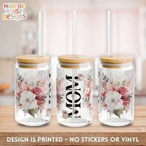Personalized Glass Tumbler Gift For Mom For Mother&#39;s Day Gifts For Mom Custom 16 Oz Coffee Tumbler Glass Cup With Bamboo Lid and Straw