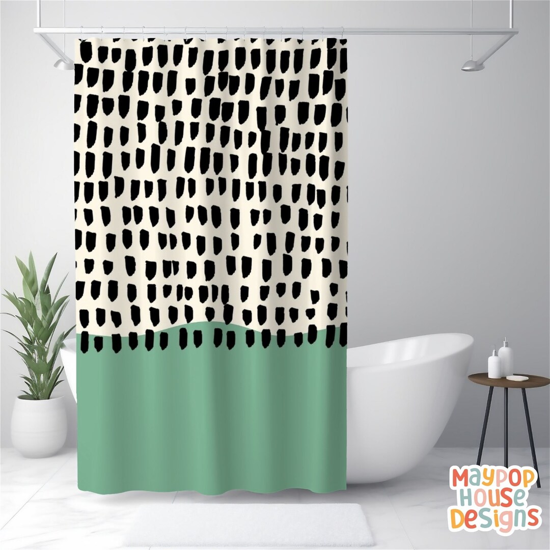 Mid Century Modern Orb Shower Curtain, Retro Mod Bathroom Accent